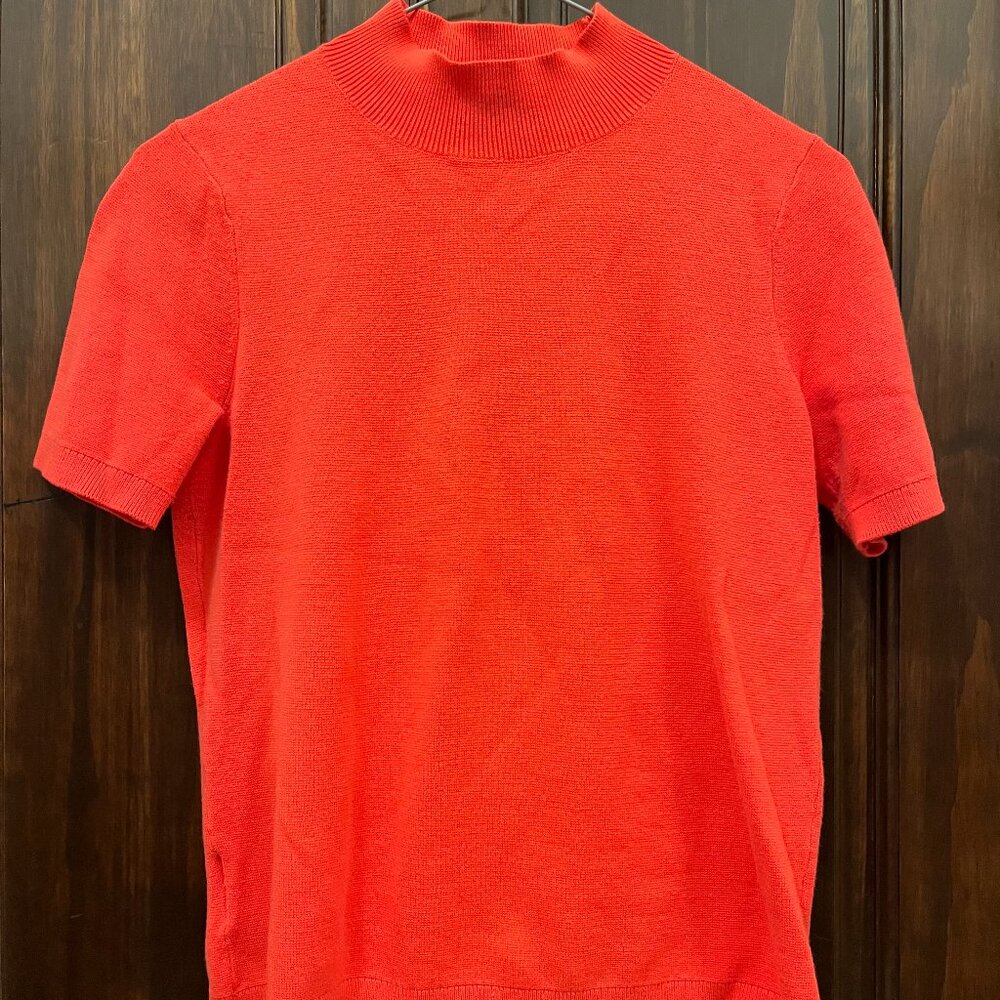 Ann Taylor LOFT Coral Mock Neck SS Sweater-Size Small